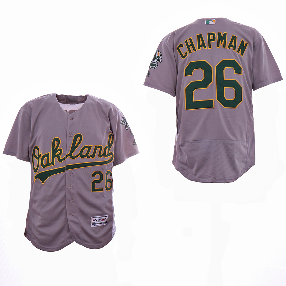Men Oakland Athletics 26 Chapman Grey Elite MLB Jerseys
